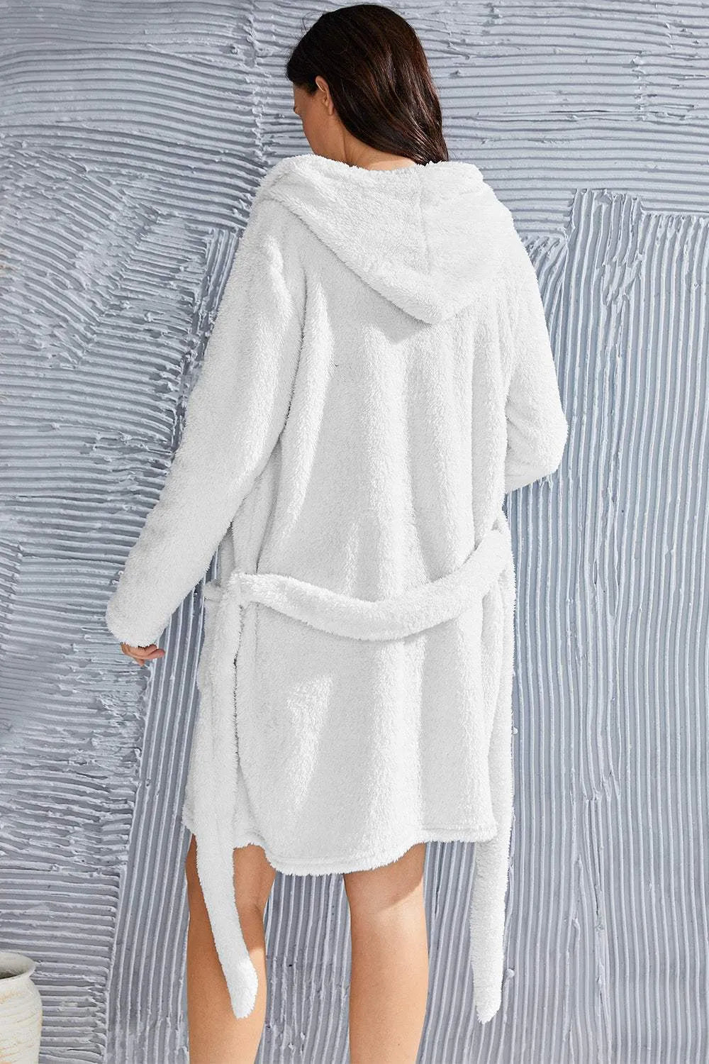 Fuzzy Tied Pocketed Hooded Lounge Nightgown Sleep Dresses - Tophatter Daily Deals